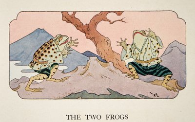 The Two Frogs, illustration from Little Peaching and Other Tales of Old Japan, c. 1928 by Frederick Richardson